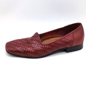 Naturalizer Loafers Womens Red 8 Narrow Leather Walking Shoes Comfort Weave
